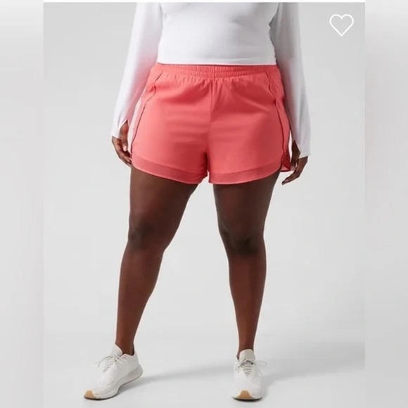 NWT Athleta Mesh Racer Run Short 4” Neon Coral Volt 1X - Picture 1 of 9